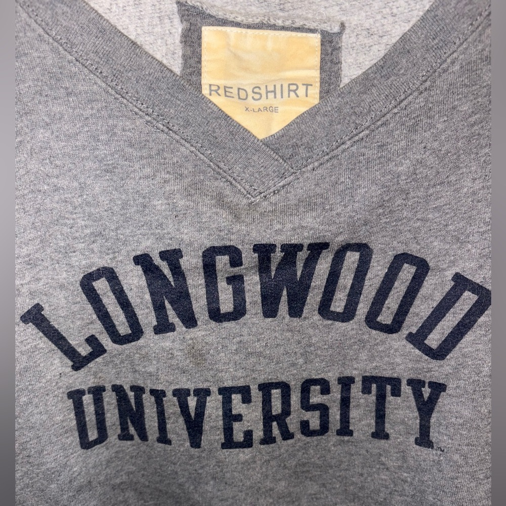 Women’s Grey Longwood University Sweatshirt XL deep V Neck TopShelf -RedShirt 🩶